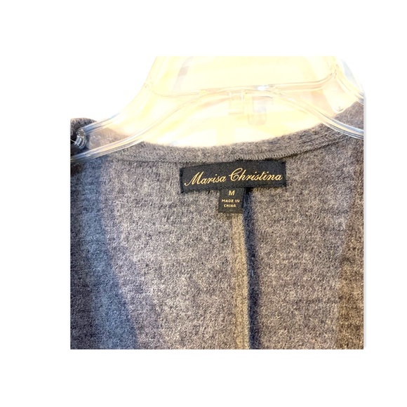 100% wool Marisa Christina charcoal gray ruffled tie wrap vest size medium - Picture 7 of 8